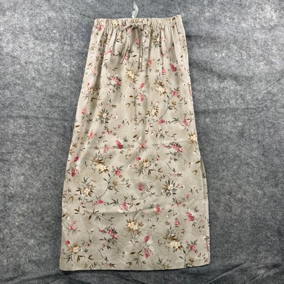 AGB Dresses & Skirts - AGB Byer California Skirt Womens L Beige Floral VTG USA Linen Blend Cottagecore